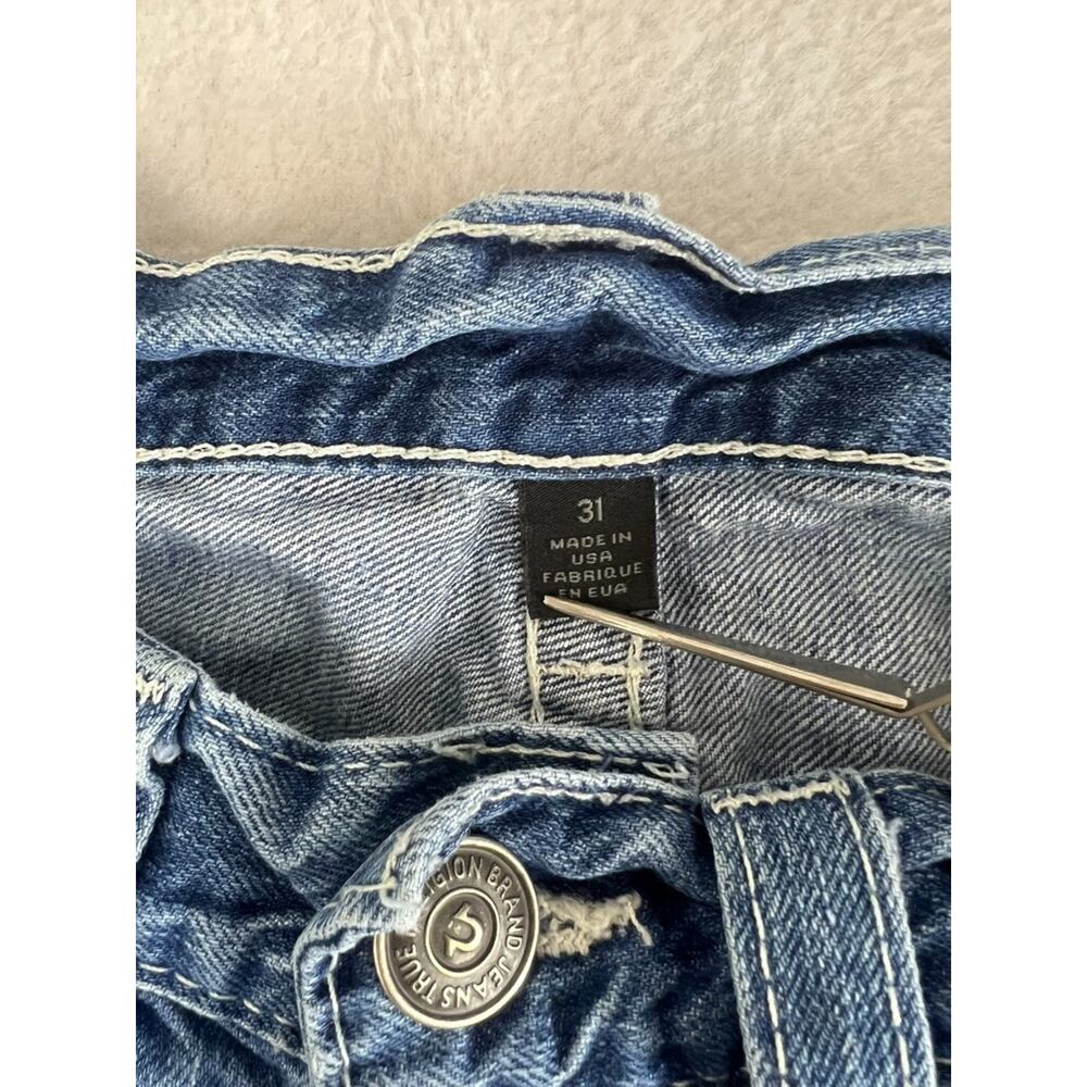 True Religion Jeans Men's Size 31 Geno Super T Straight Ombre Frayed Button Fly - Picture 4 of 16